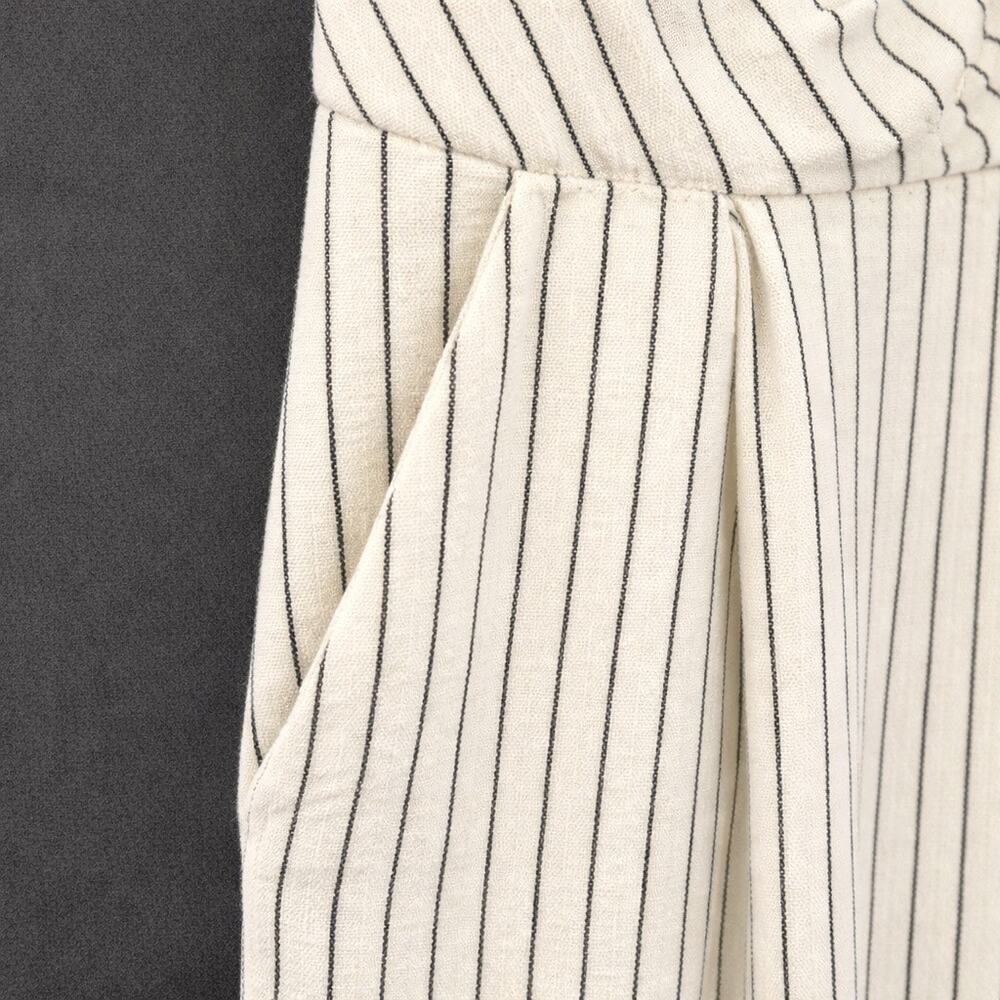 Rachel Zoe Linen Cotton Blend Black Striped Wide Leg Jumpsuit Women’s Size 4 - Picture 5 of 7